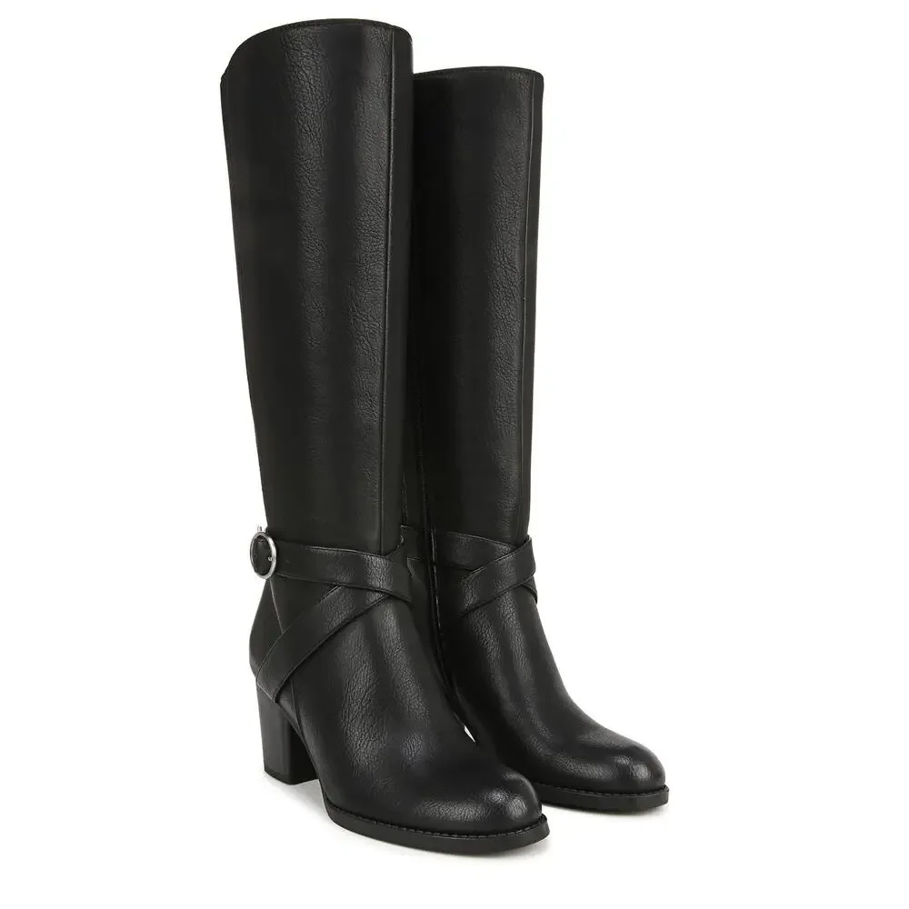 NATURALIZER SOUL TRIYA WOMENS BLACK WIDE CALF TALL BOOTS SIZE 8.5 W